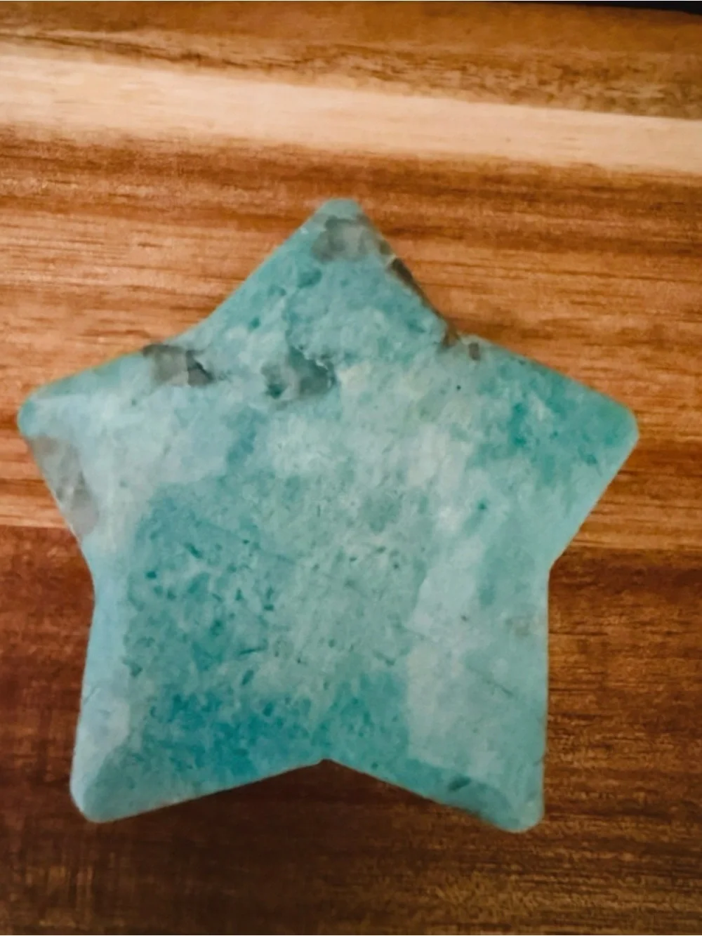 Amazonite Star Palm Stone Natural Teal Feldspar Star Carving for Harmony & Truth